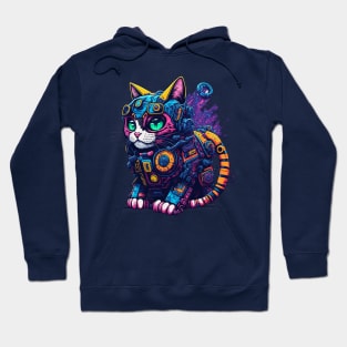 Colorful Robotic Cat Hoodie